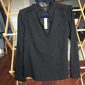 NWT J. Crew Black Ruffle Shirt